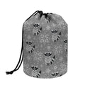Knitted Raccoon Pattern Print Drawstring Makeup Bag