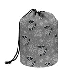 Knitted Raccoon Pattern Print Drawstring Makeup Bag
