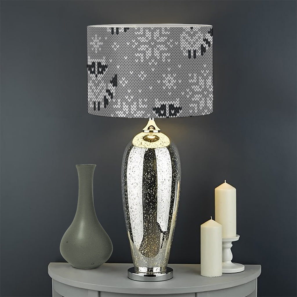 Knitted Raccoon Pattern Print Drum Lamp Shade