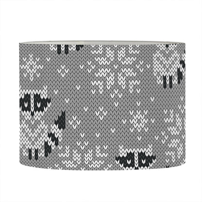 Knitted Raccoon Pattern Print Drum Lamp Shade
