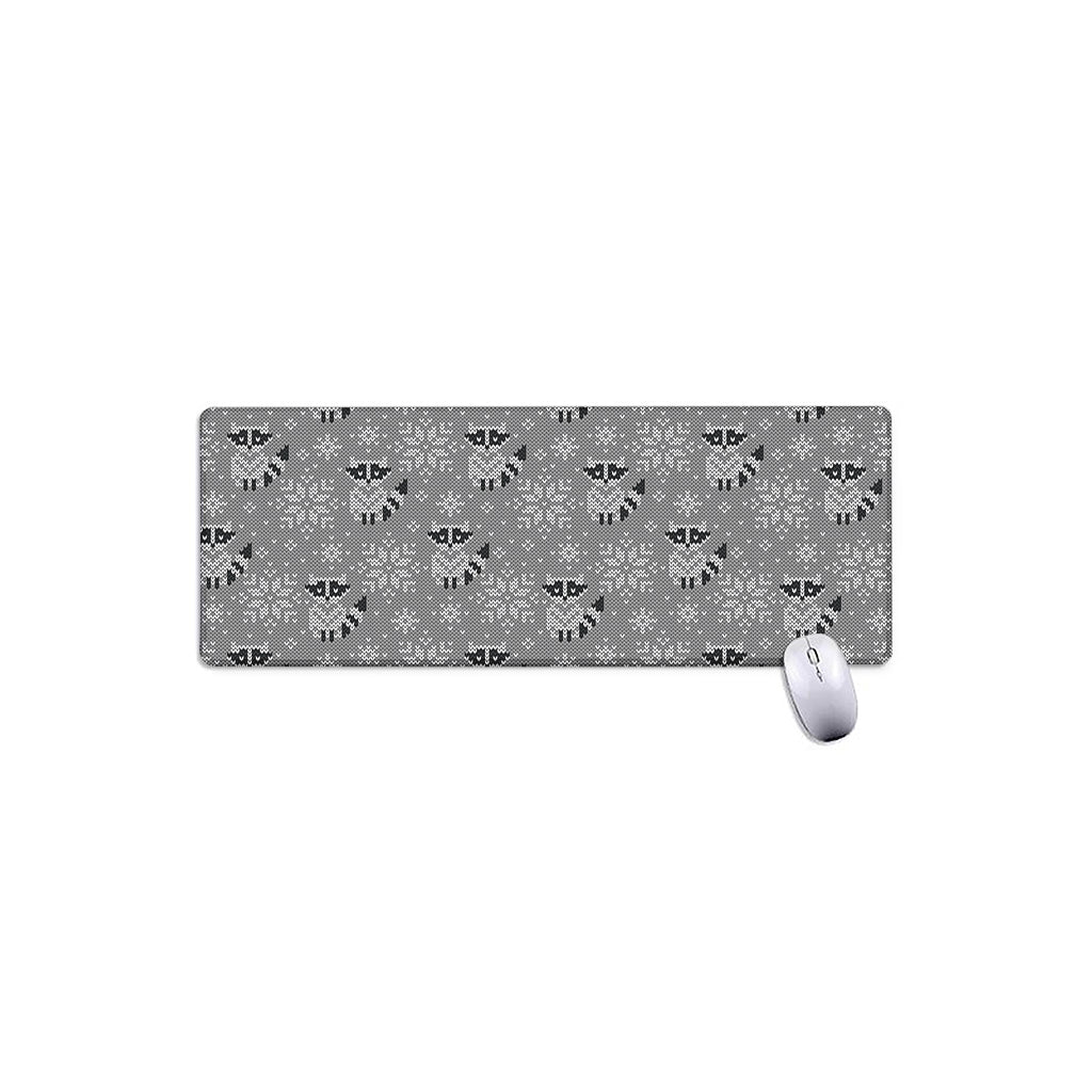 Knitted Raccoon Pattern Print Extended Mouse Pad