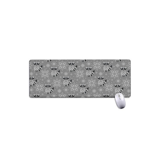 Knitted Raccoon Pattern Print Extended Mouse Pad
