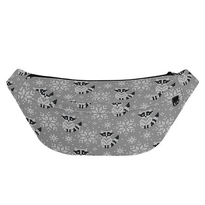 Knitted Raccoon Pattern Print Fanny Pack