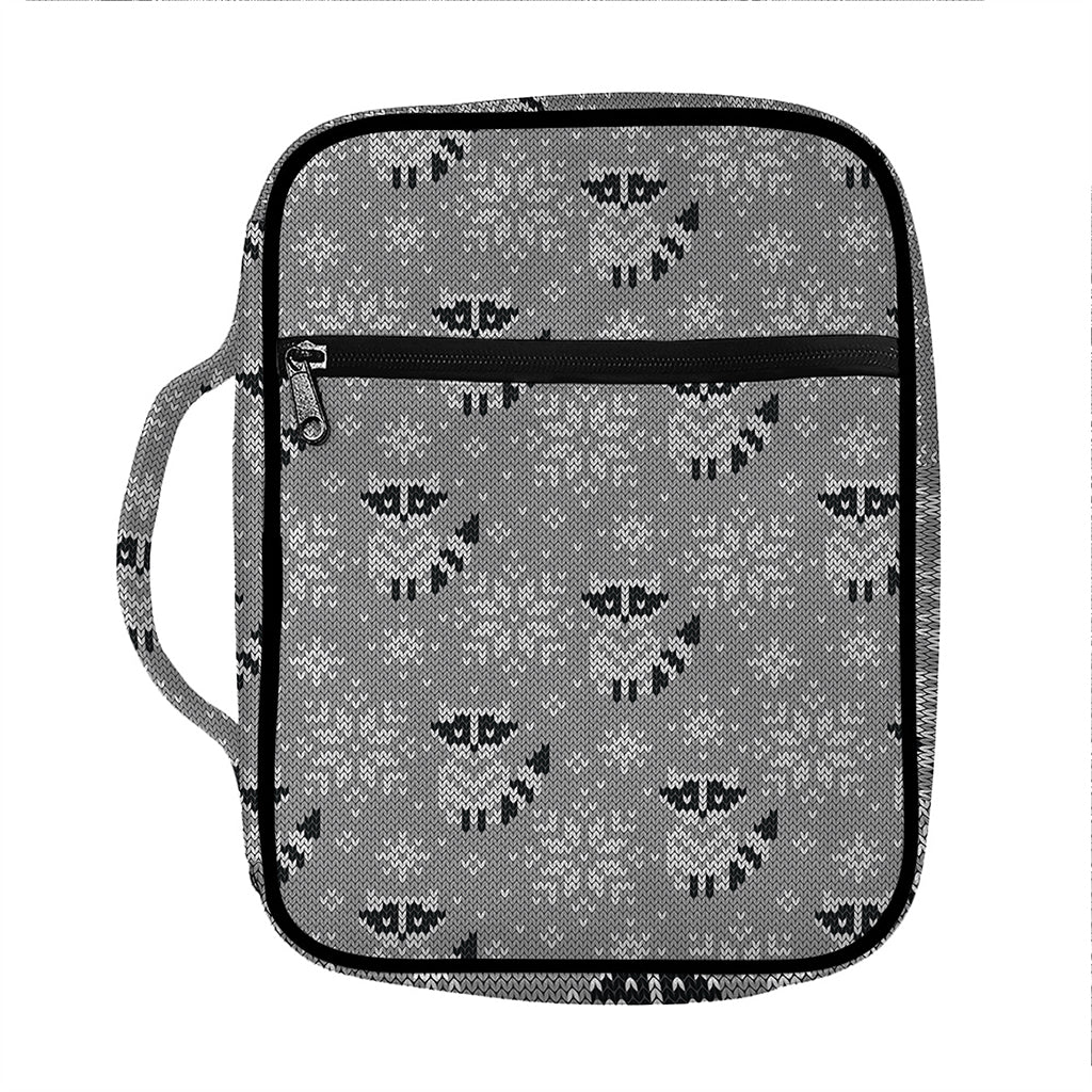Knitted Raccoon Pattern Print Front Pocket Bible Bag