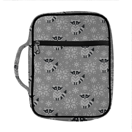 Knitted Raccoon Pattern Print Front Pocket Bible Bag