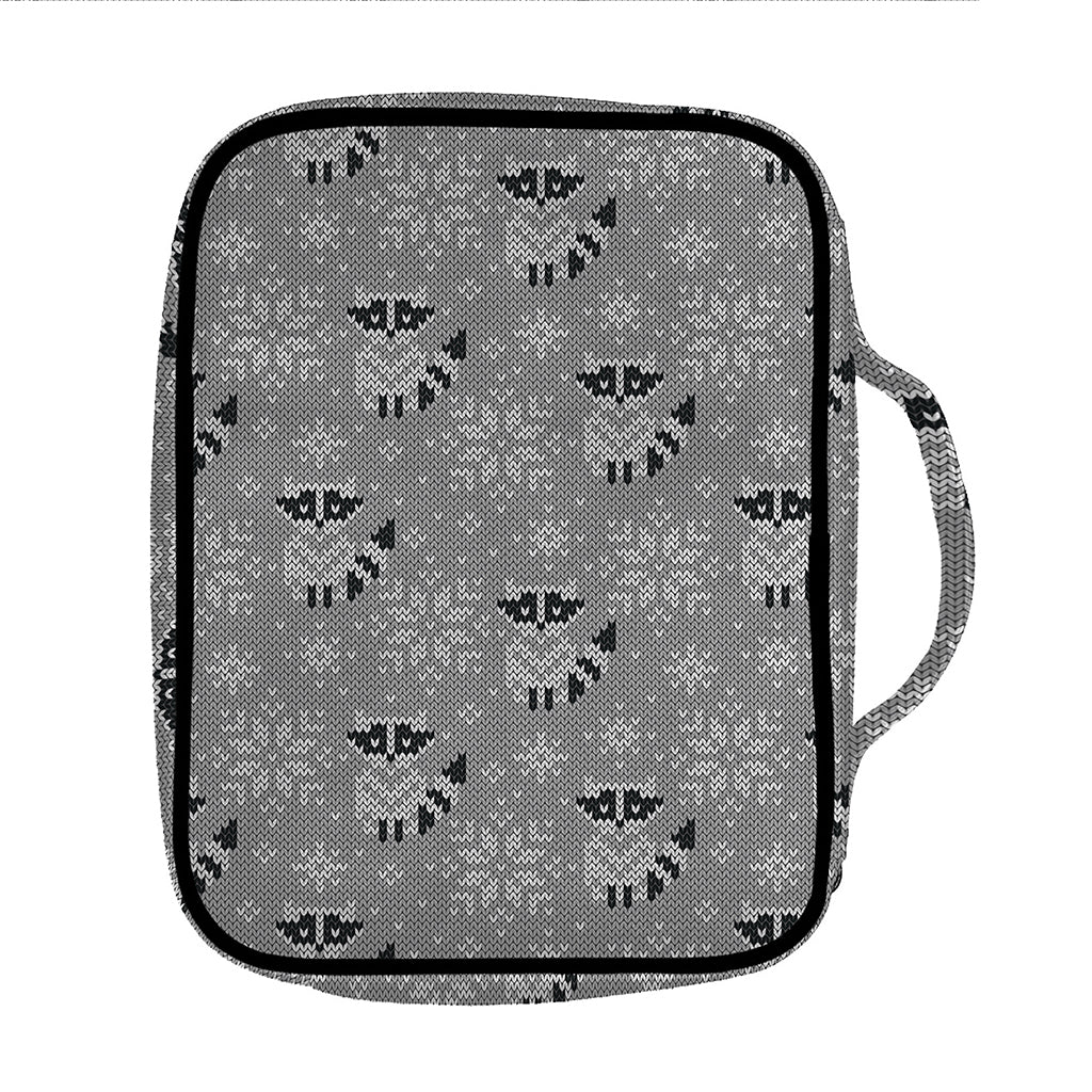Knitted Raccoon Pattern Print Front Pocket Bible Bag