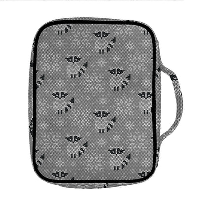 Knitted Raccoon Pattern Print Front Pocket Bible Bag