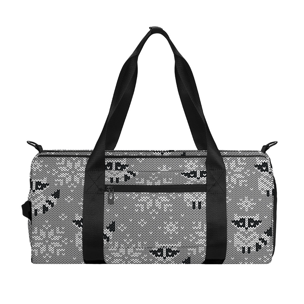 Knitted Raccoon Pattern Print Gym Bag
