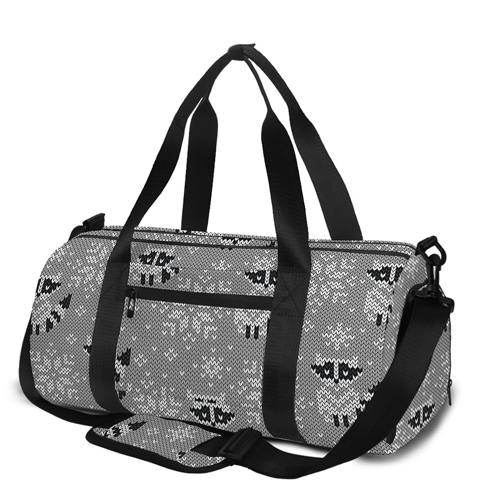 Knitted Raccoon Pattern Print Gym Bag