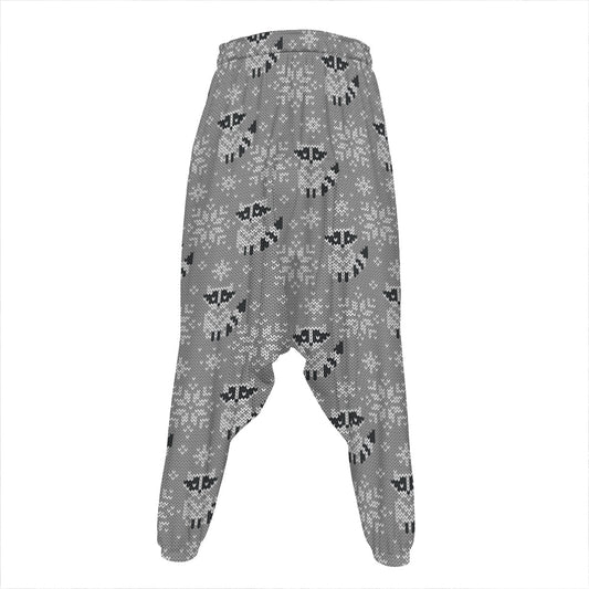 Knitted Raccoon Pattern Print Hammer Pants