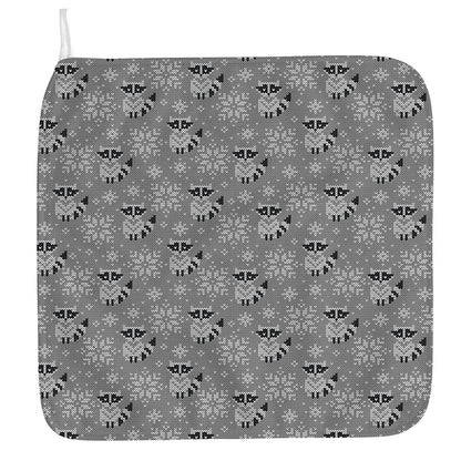 Knitted Raccoon Pattern Print Hand Towel