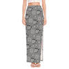 Knitted Raccoon Pattern Print High Slit Maxi Skirt