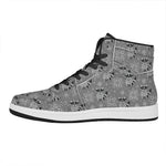Knitted Raccoon Pattern Print High Top Leather Sneakers