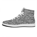 Knitted Raccoon Pattern Print High Top Leather Sneakers