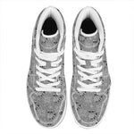 Knitted Raccoon Pattern Print High Top Leather Sneakers