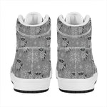 Knitted Raccoon Pattern Print High Top Leather Sneakers