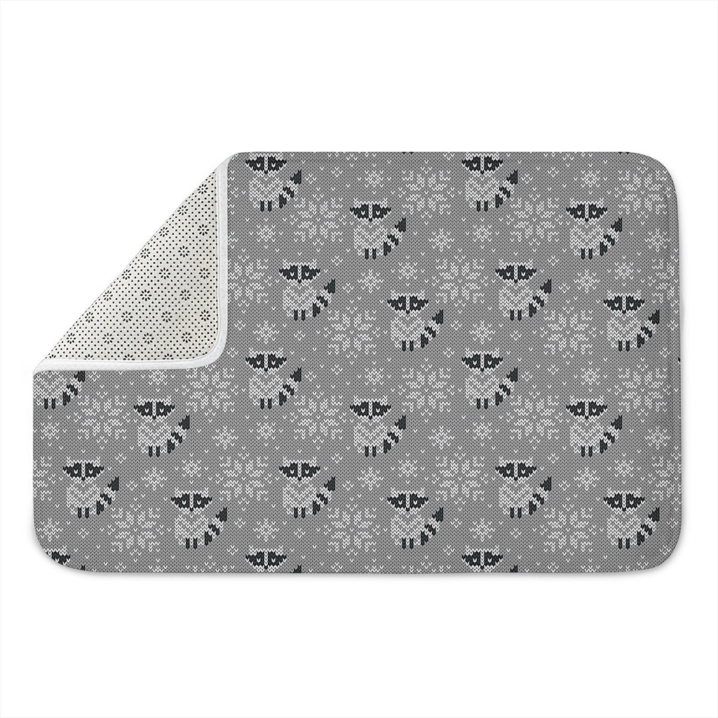 Knitted Raccoon Pattern Print Indoor Door Mat