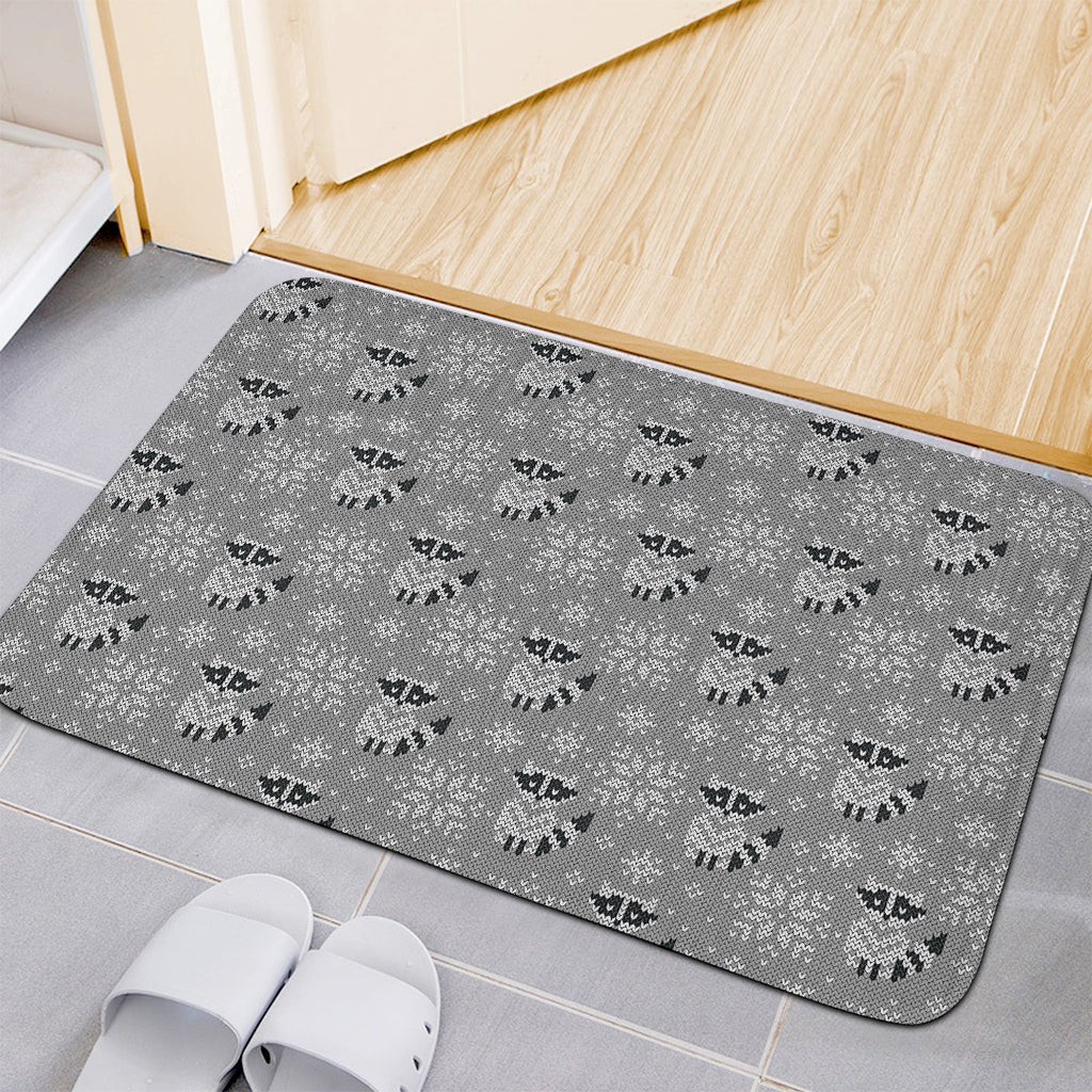 Knitted Raccoon Pattern Print Indoor Door Mat