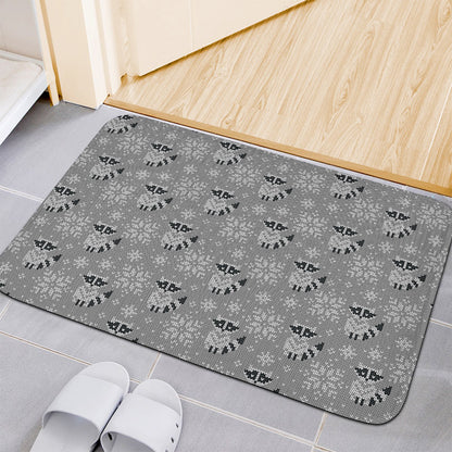 Knitted Raccoon Pattern Print Indoor Door Mat