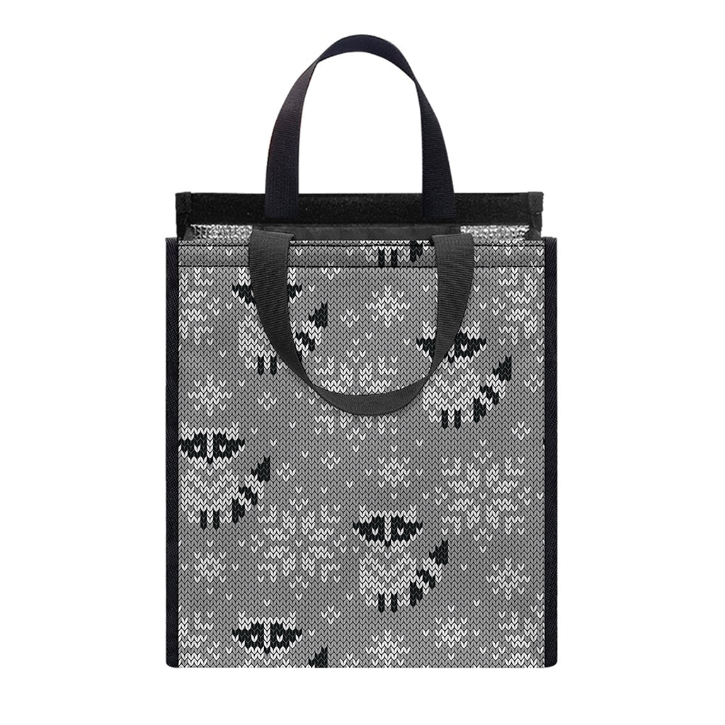 Knitted Raccoon Pattern Print Insulated Lunch Tote