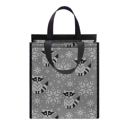 Knitted Raccoon Pattern Print Insulated Lunch Tote