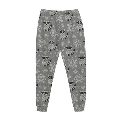Knitted Raccoon Pattern Print Jogger Pants