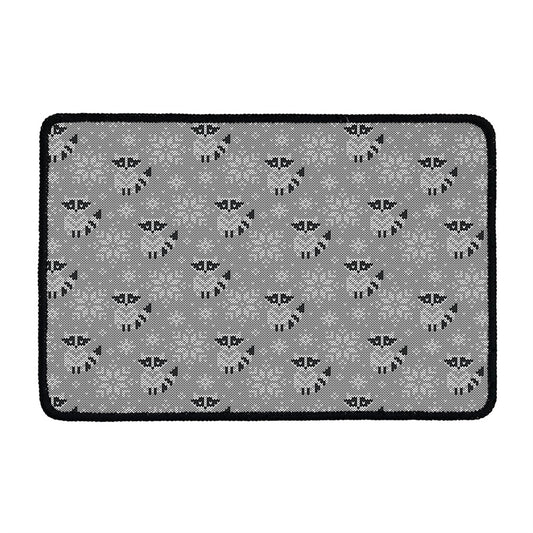 Knitted Raccoon Pattern Print Kitchen Mat