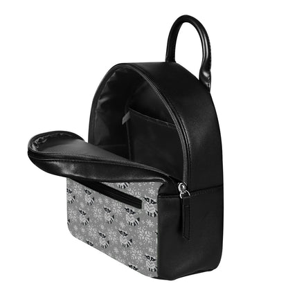 Knitted Raccoon Pattern Print Leather Backpack