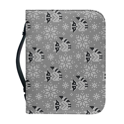 Knitted Raccoon Pattern Print Leather Bible Cover