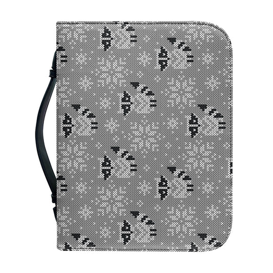 Knitted Raccoon Pattern Print Leather Bible Cover