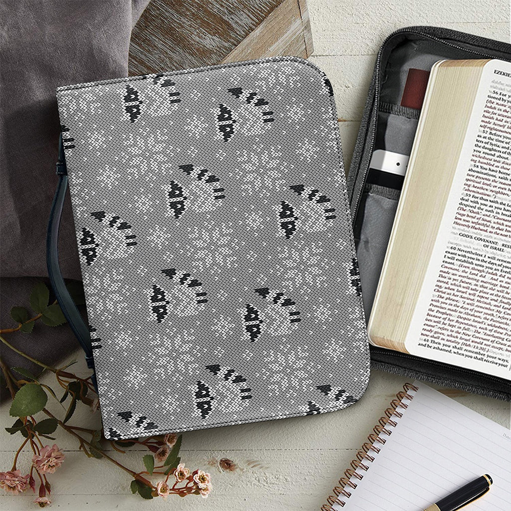 Knitted Raccoon Pattern Print Leather Bible Cover
