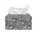 Knitted Raccoon Pattern Print Leather Tissue Box Cover
