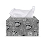 Knitted Raccoon Pattern Print Leather Tissue Box Cover