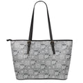 Knitted Raccoon Pattern Print Leather Tote Bag With Zipper