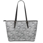 Knitted Raccoon Pattern Print Leather Tote Bag