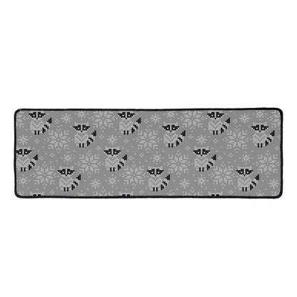 Knitted Raccoon Pattern Print Long Kitchen Mat