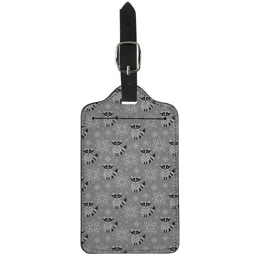 Knitted Raccoon Pattern Print Luggage Tag