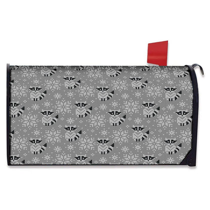 Knitted Raccoon Pattern Print Mailbox Cover