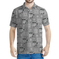 Knitted Raccoon Pattern Print Men's Polo Shirt