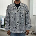 Knitted Raccoon Pattern Print Men's Shirt Jacket