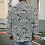 Knitted Raccoon Pattern Print Men's Shirt Jacket