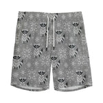 Knitted Raccoon Pattern Print Men's Sports Shorts