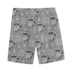 Knitted Raccoon Pattern Print Men's Sports Shorts
