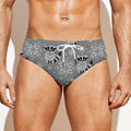 Knitted Raccoon Pattern Print Men's Swim Briefs