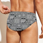 Knitted Raccoon Pattern Print Men's Swim Briefs