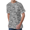 Knitted Raccoon Pattern Print Men's Velvet T-Shirt