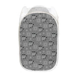 Knitted Raccoon Pattern Print Mesh Laundry Hamper