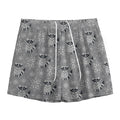 Knitted Raccoon Pattern Print Mesh Shorts