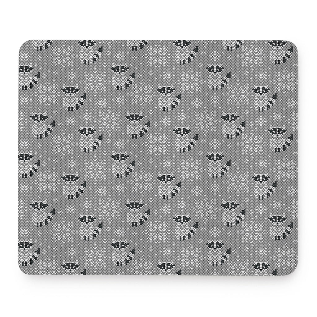 Knitted Raccoon Pattern Print Mouse Pad