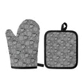 Knitted Raccoon Pattern Print Oven Mitt And Pot Holder Set